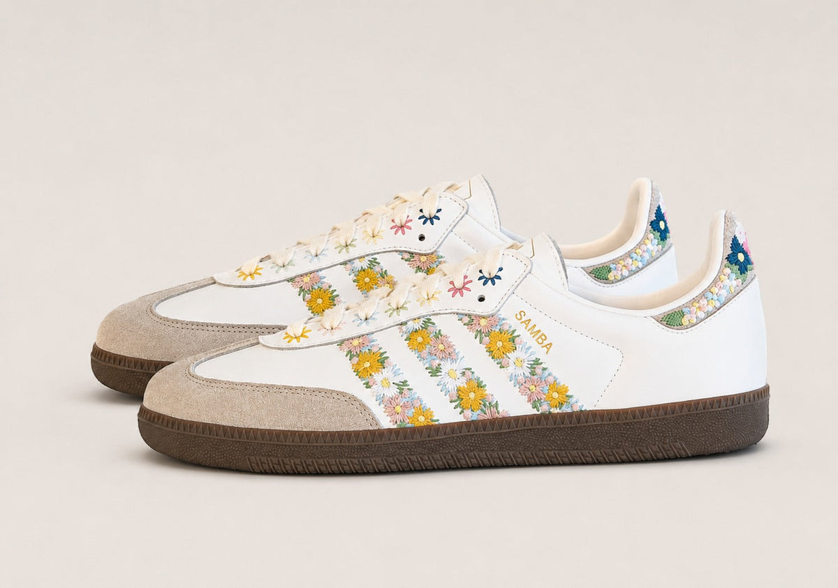 White Samba Og Satin 'Floral Cloud Clear Granite'