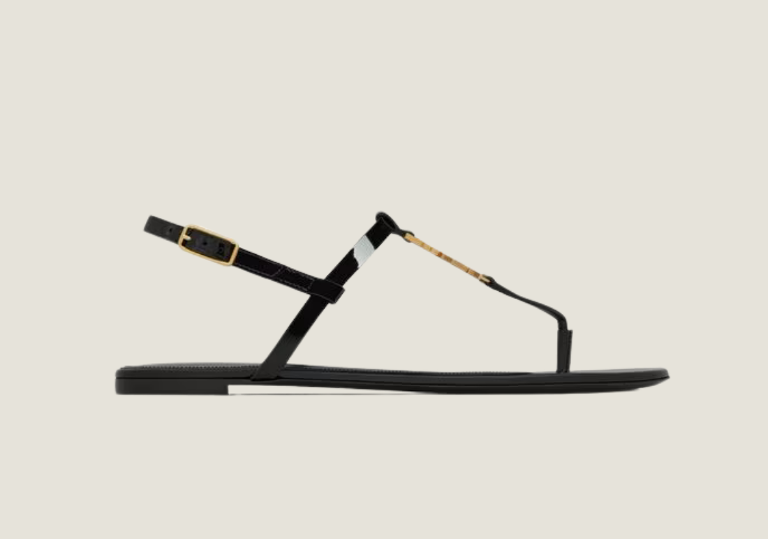 Cassandra Patent Leather Flat Sandals