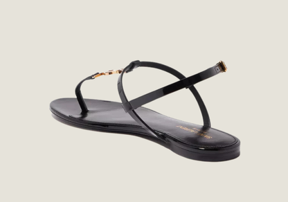 Cassandra Patent Leather Flat Sandals