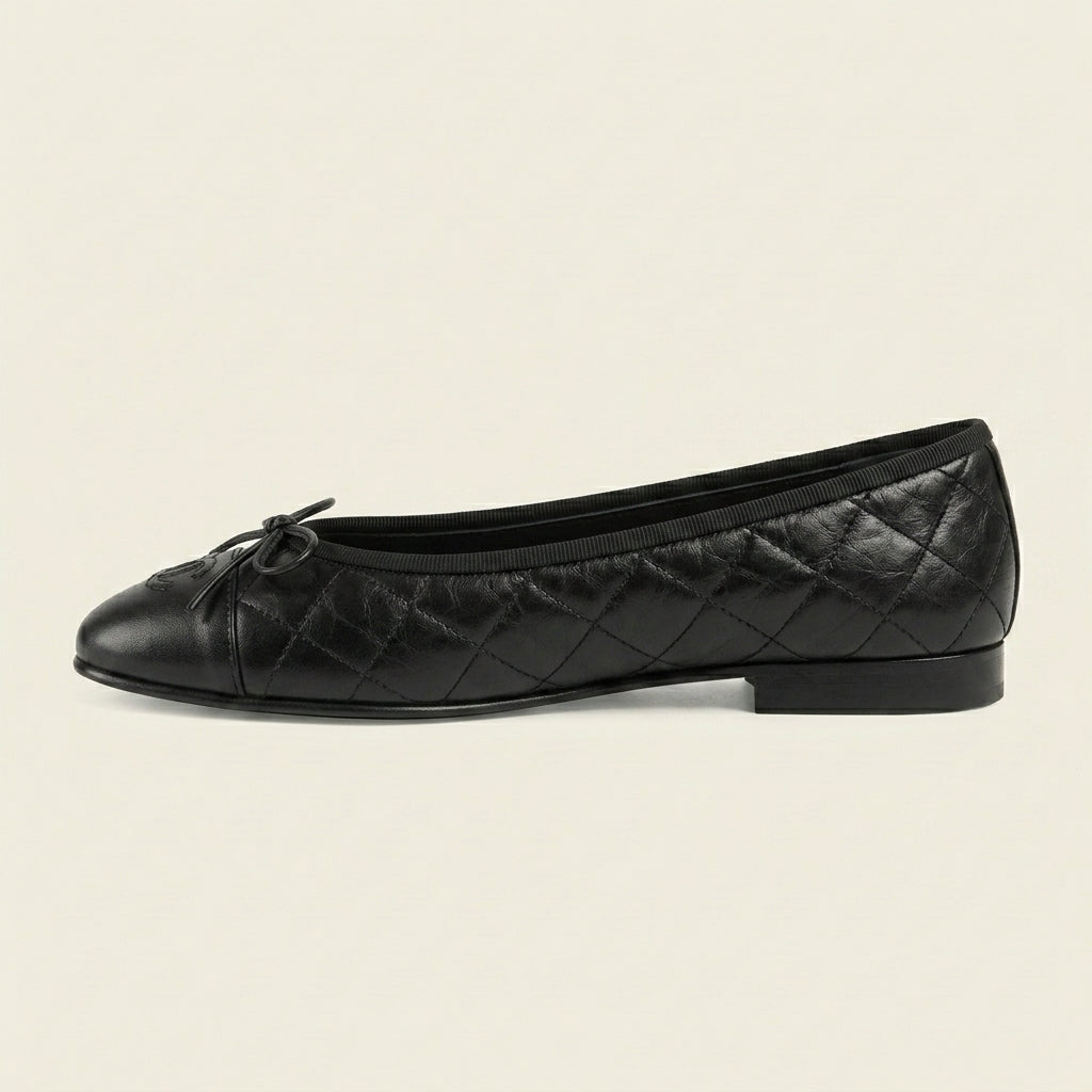 CN Quilted Ballet Flats Black