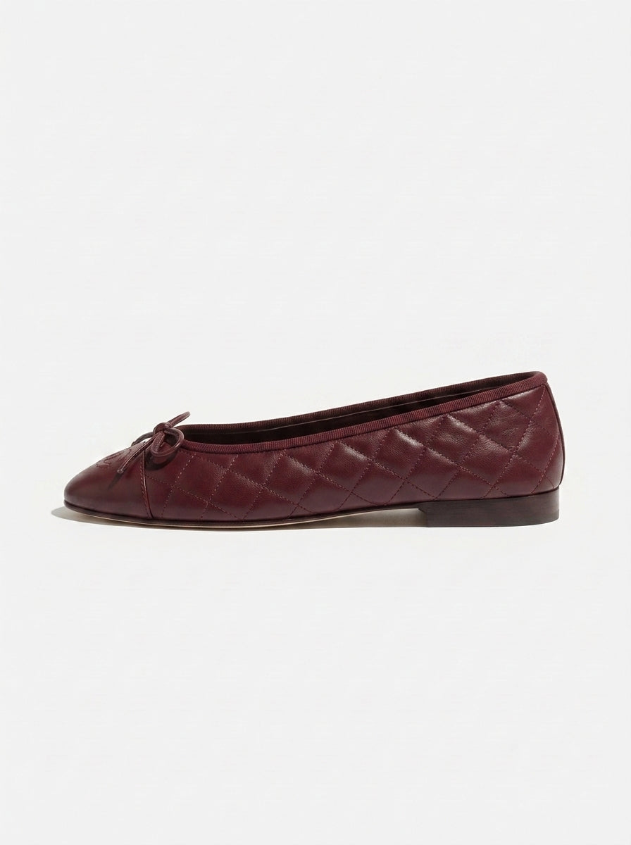 CN Quilted Ballet Flats Dark Red