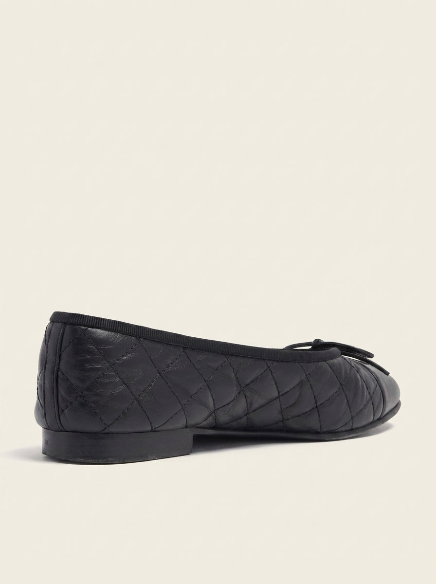 CN Quilted Ballet Flats Black