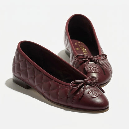 CN Quilted Ballet Flats Dark Red