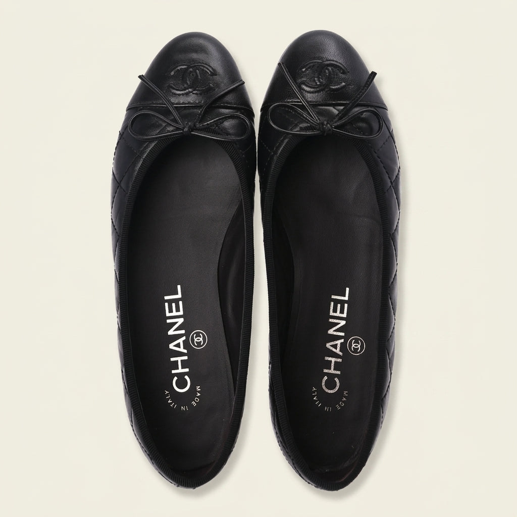 CN Quilted Ballet Flats Black