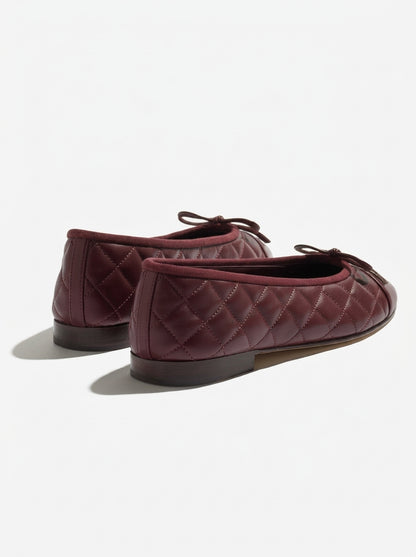 CN Quilted Ballet Flats Dark Red