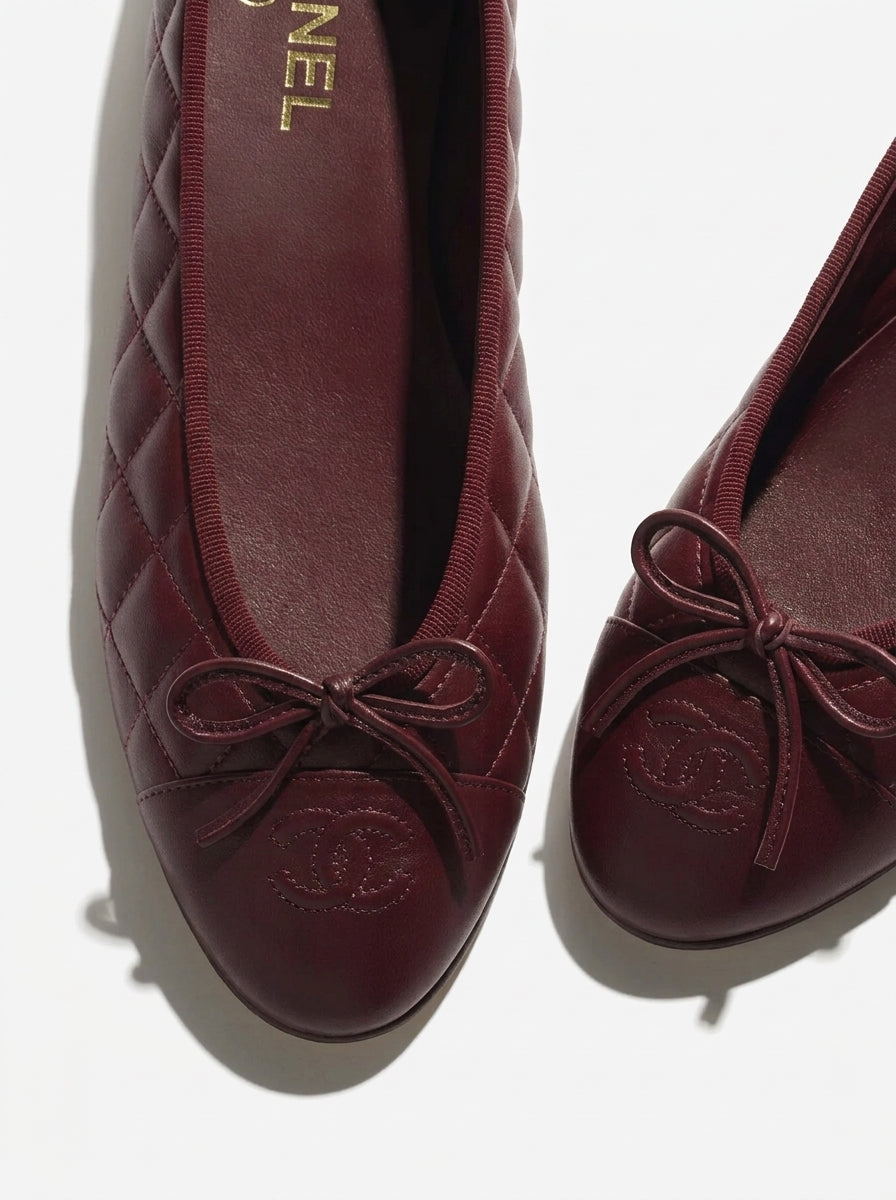 CN Quilted Ballet Flats Dark Red