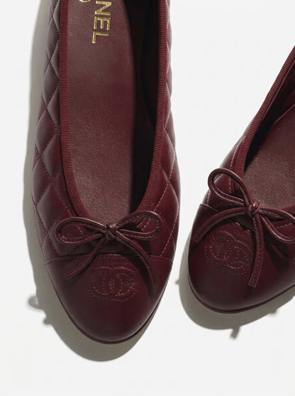 CN Quilted Ballet Flats Dark Red