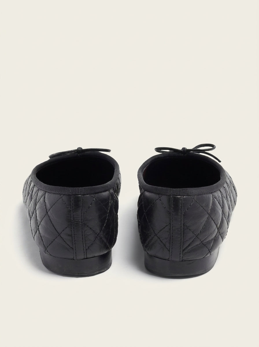 CN Quilted Ballet Flats Black