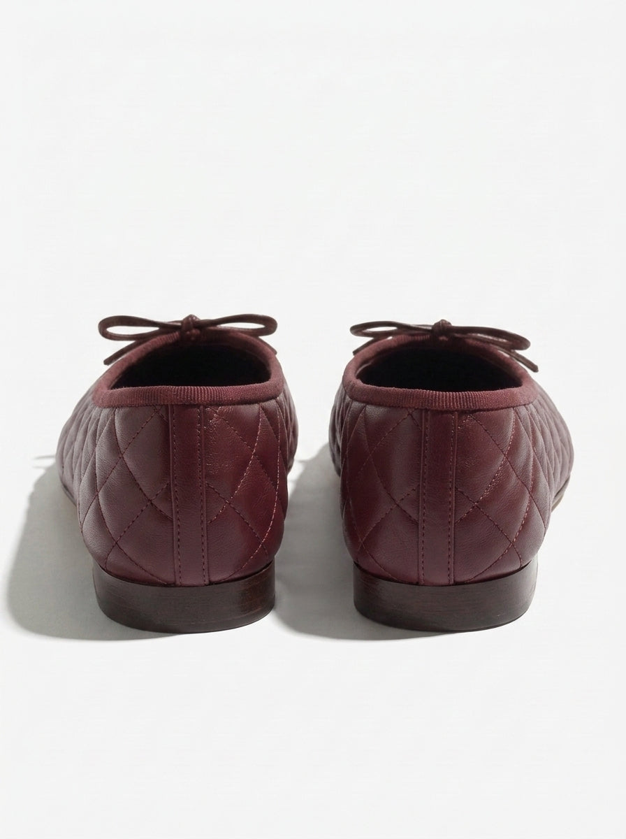 CN Quilted Ballet Flats Dark Red