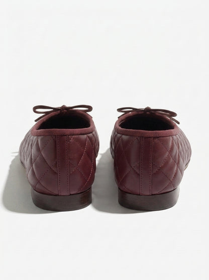 CN Quilted Ballet Flats Dark Red