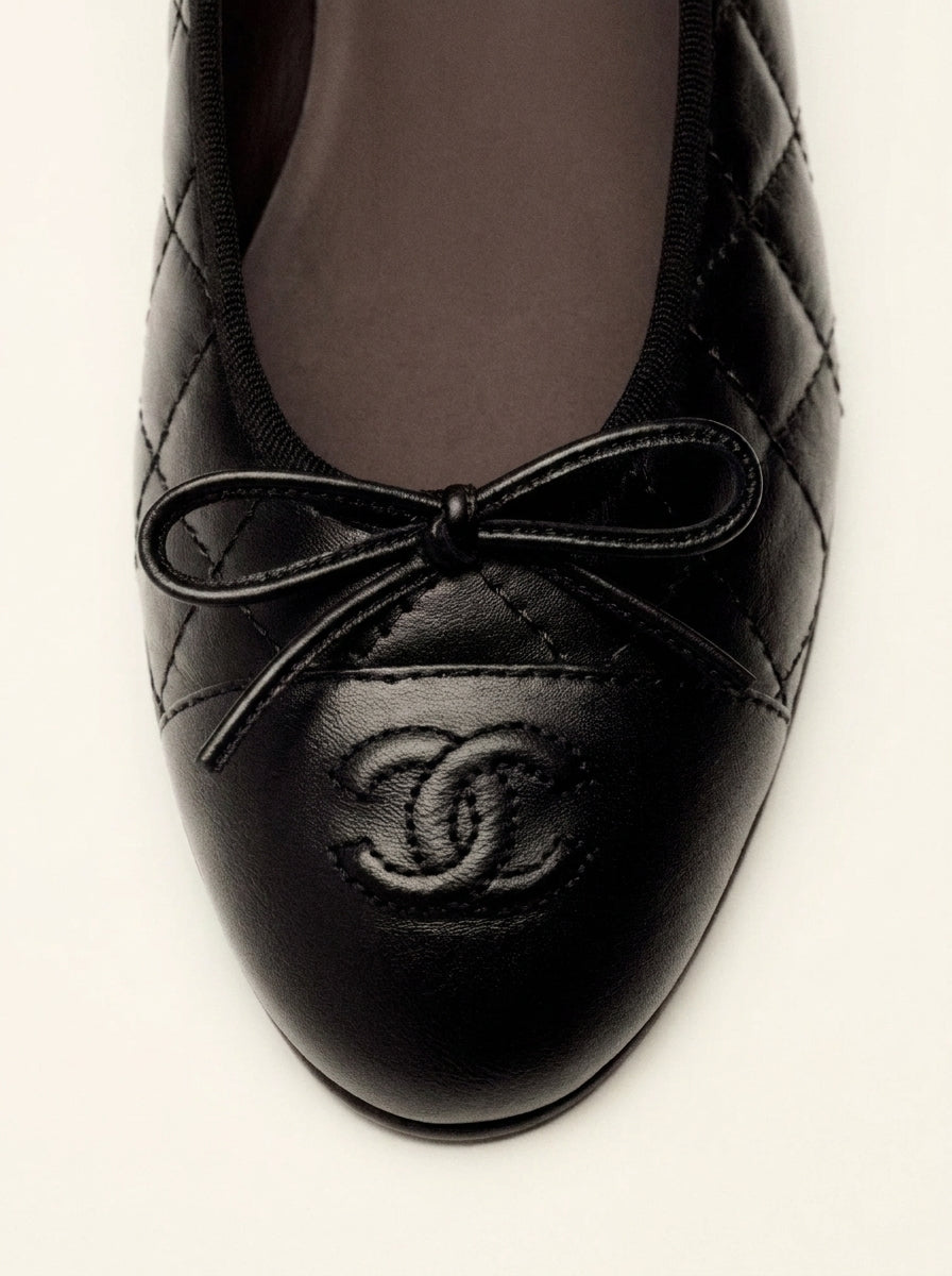 CN Quilted Ballet Flats Black
