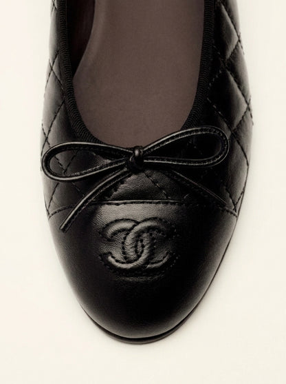 CN Quilted Ballet Flats Black