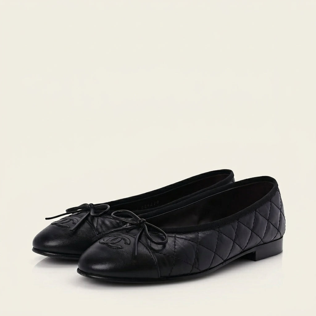 CN Quilted Ballet Flats Black