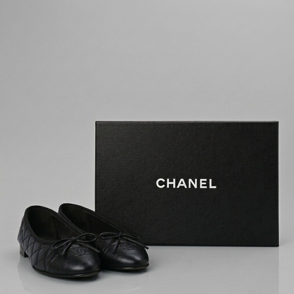 CN Quilted Ballet Flats Black
