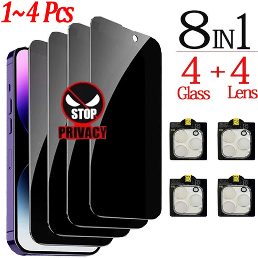 Anti-Spy Screen & Camera Protector Glass For iPhone
