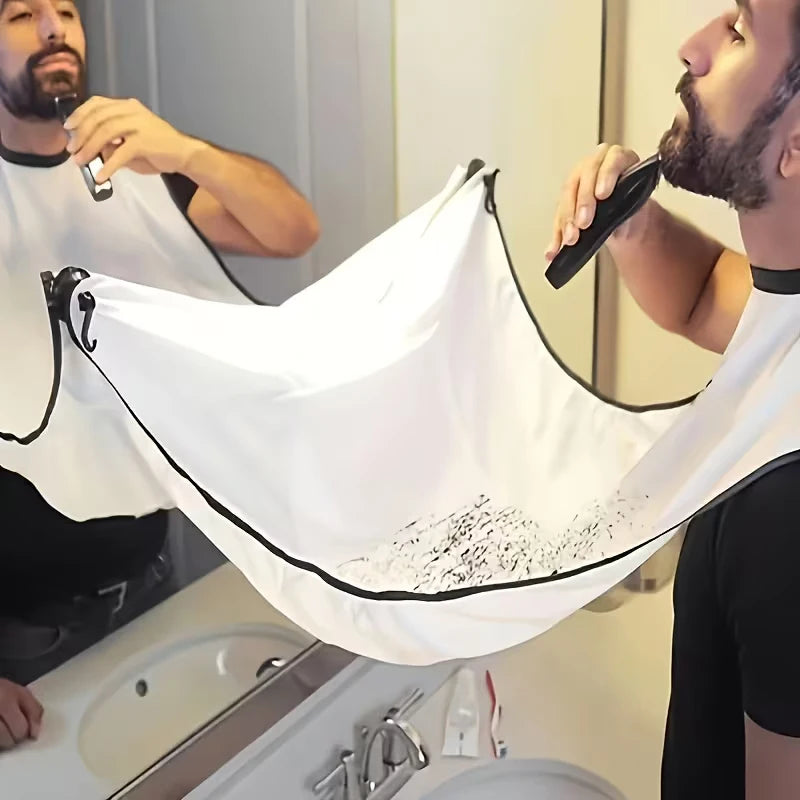 Men's shaving cape, beard bib, adult beard apron with cloth bag design, barber's cape set (including 2 hooks), Father's Day gift